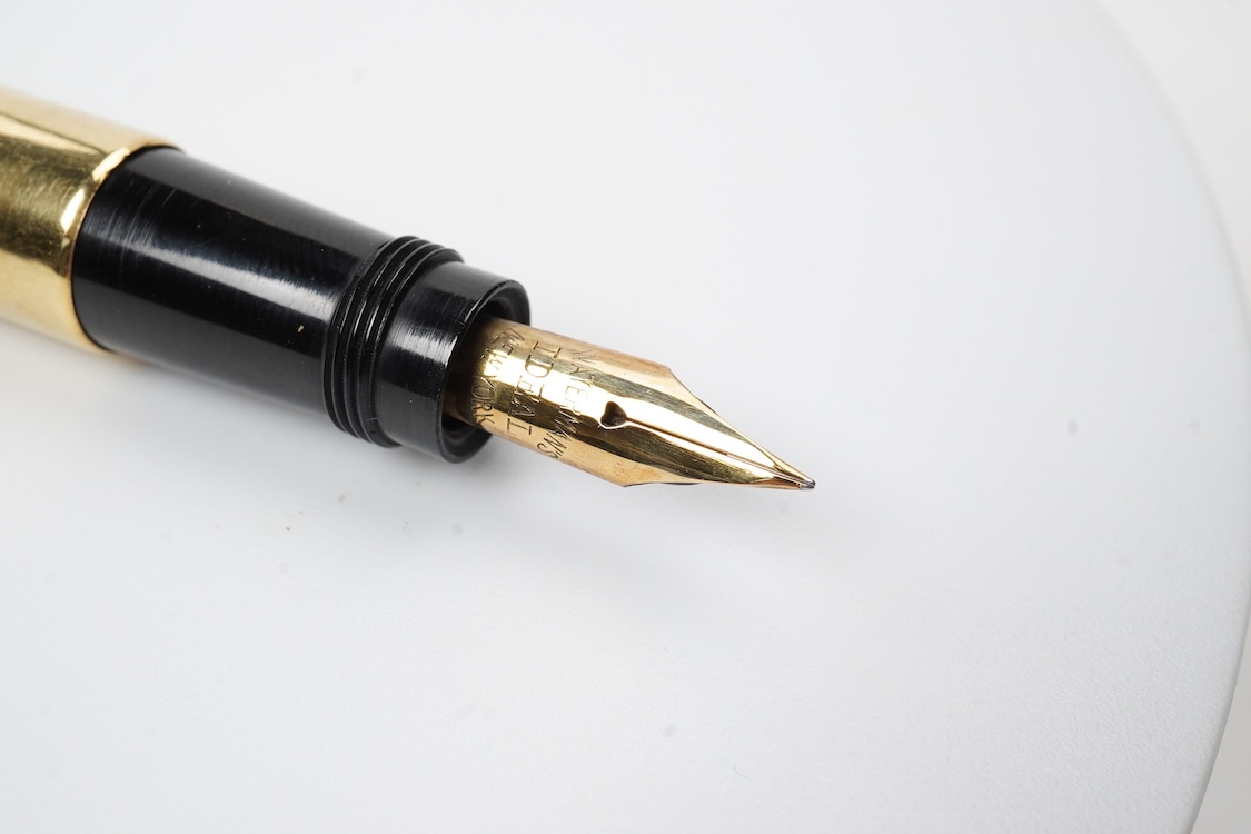 A Waterman No.42 safety pen with gold metal covering
